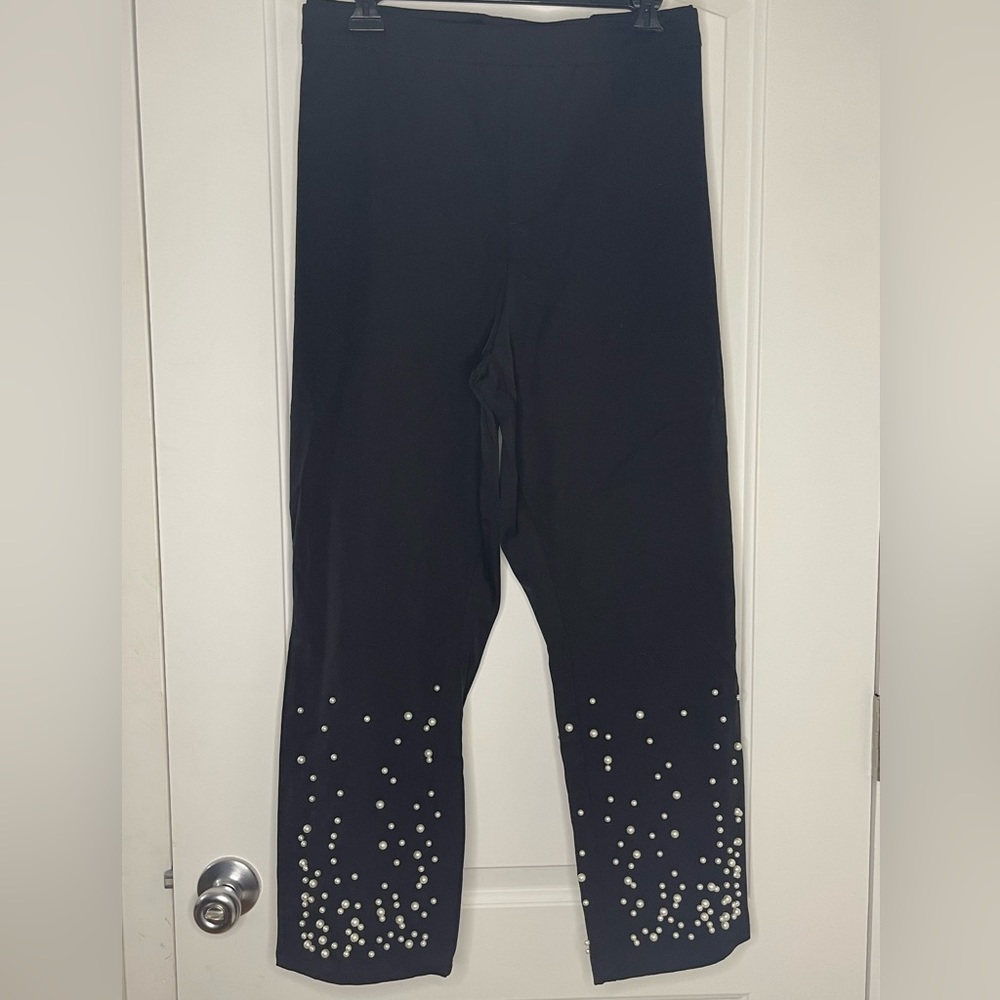 Isaac Mizrahi Live Petite Faux Pearl Hem Ankle Pants Like new!